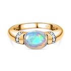 AA Natürlicher, äthiopischer Welo Opal, Weißer Zirkon Ring, 925 Silber Gelbgold Vermeil, (Größe 21.00), ca. 1.33 ct