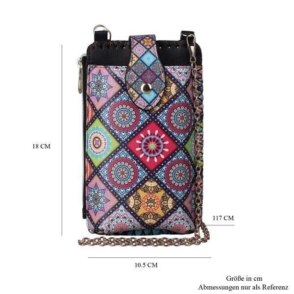 Boho Stil Crossbody Handytasche, mehrfarbige Rauten image number 7