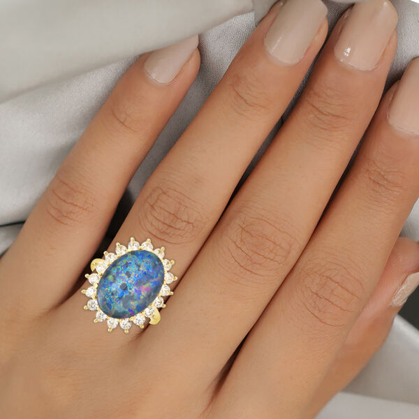 Boulder Opal Triplett und Zirkon-Ring - 8,90 ct. image number 8