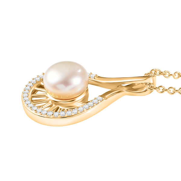 EVER TRUE S&uuml;&szlig;wasser Perle (9-9.5 mm), Wei&szlig;er Zirkon Schmuckset ca. 50 cm image number 3