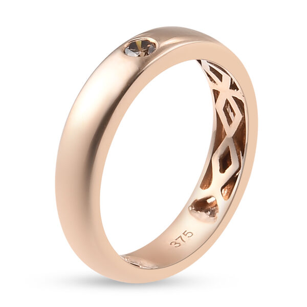 Nat&uuml;rlicher Champagner Diamant zertifiziert I1-I2 Band Ring 375 Rosegold image number 4