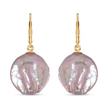 Lila Keshi Perle Ohrringe 925 Silber vergoldet