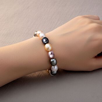 Flexibles mehrfarbiges Oval Muschelkernperle Armband