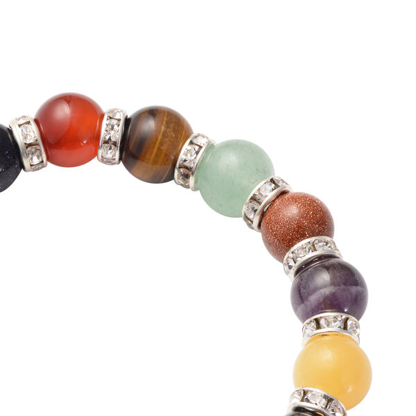 Mehrfarbiges Edelstein- und wei&szlig;es Kristall-Armband, 18 cm image number 2