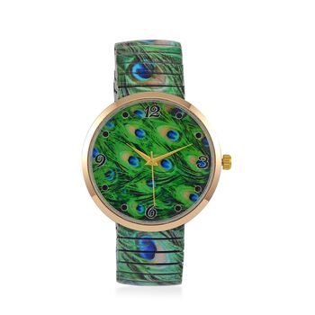 STRADA - Japanisches Uhrwerk, Flexible Uhr, Pfau Muster