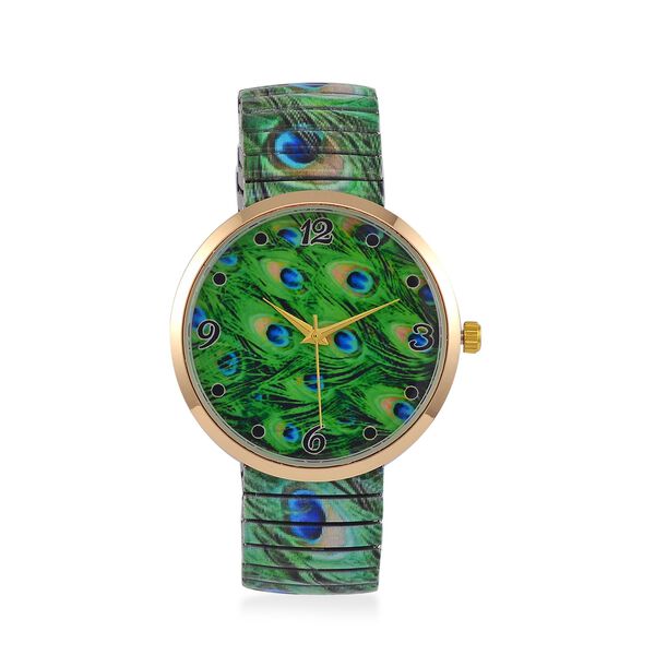 STRADA - Japanisches Uhrwerk, Flexible Uhr, Pfau Muster
