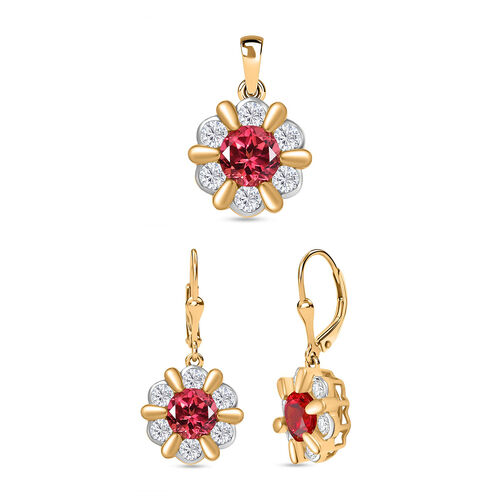 D'Joy Labor Padparadscha Saphir und Zirkon Ohrhänger und Anhänger image number 0