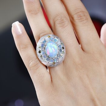 Nat&uuml;rlicher, &auml;thiopischer Welo Opal und Multi-Turmalin-Ring - 6,24 ct.