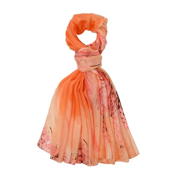 LA MAREY 100% Maulbeerseiden Schal,  Orange