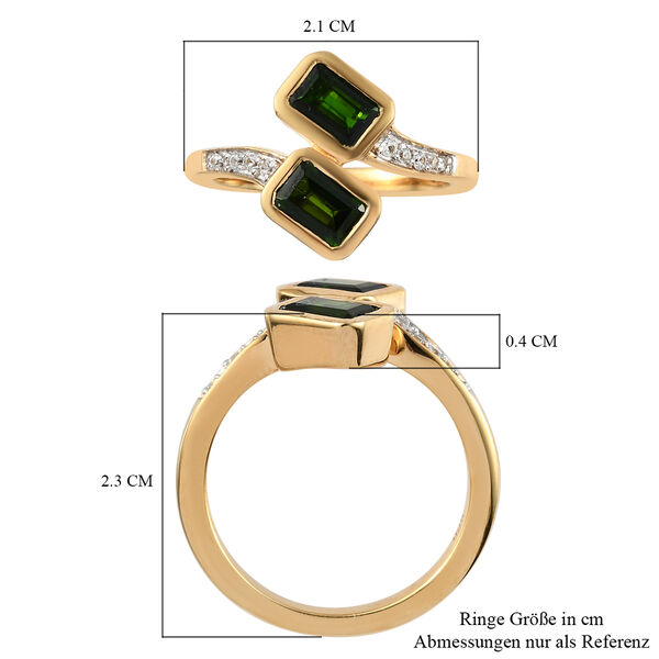 Natürlicher Chromdiopsid und Zirkon Bypass Ring 925 Silber vergoldet  ca. 1,47 ct image number 7