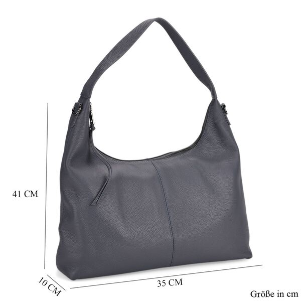 Echtleder-Hobo-Bag mit abnehmbarem Schulterriemen, 41x10x35 cm, Staubblau image number 8