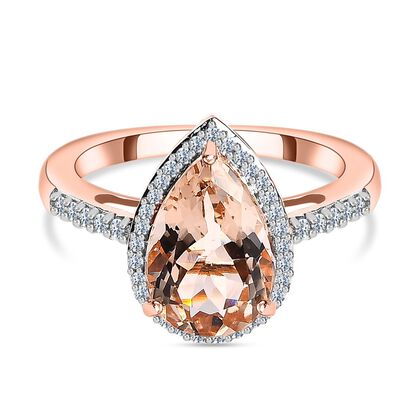 AAA Morganit, Weißer Diamant Ringe 585 Gold (Größe 17.00) ca. 3,07 ct