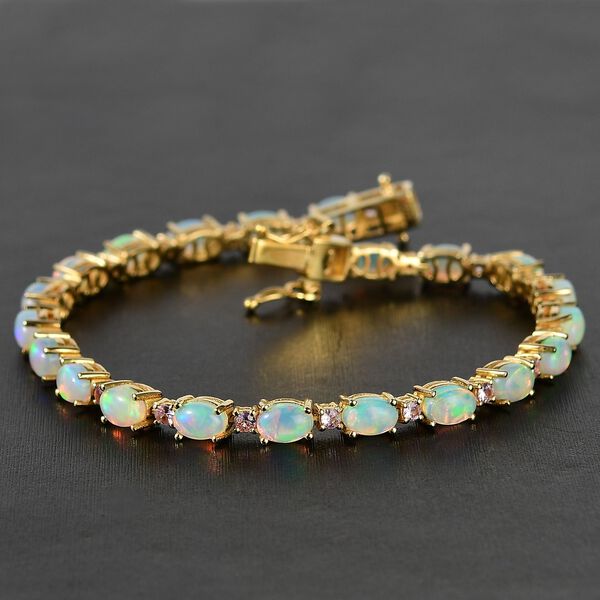 AA Natürliches, äthiopisches Welo Opal und rosa Saphir Armband, 19 cm - 7,83 ct. image number 2