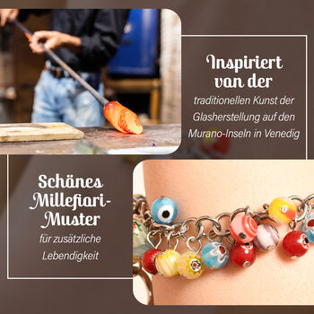 Mehrfarbiges Armband im Murano-Stil, 23cm