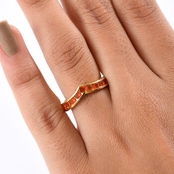 D'Joy AAA Blaze Feueropal Ring, 925 Silber vergoldet - 0,72 ct.