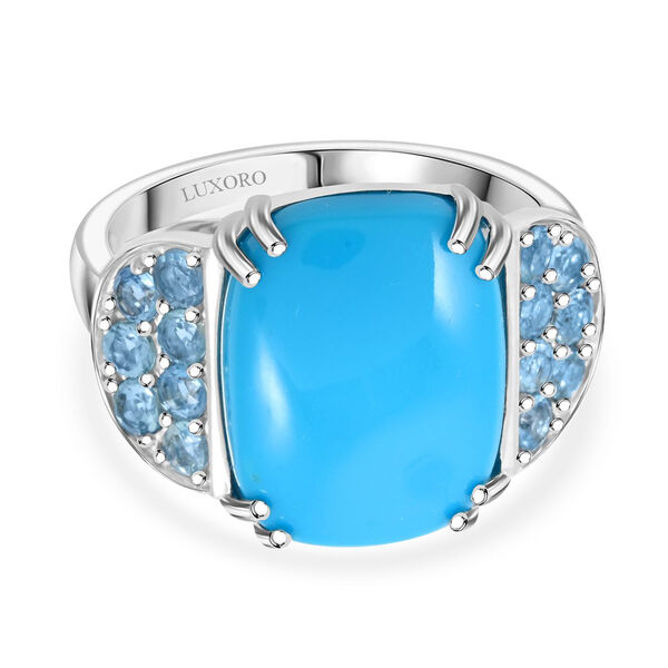 LUXORO zertifiziert und geprüft AAA Sleeping Beauty Türkis und Santamaria Aquamarin Ring in 417 Weißgold - 8,50 ct. image number 0