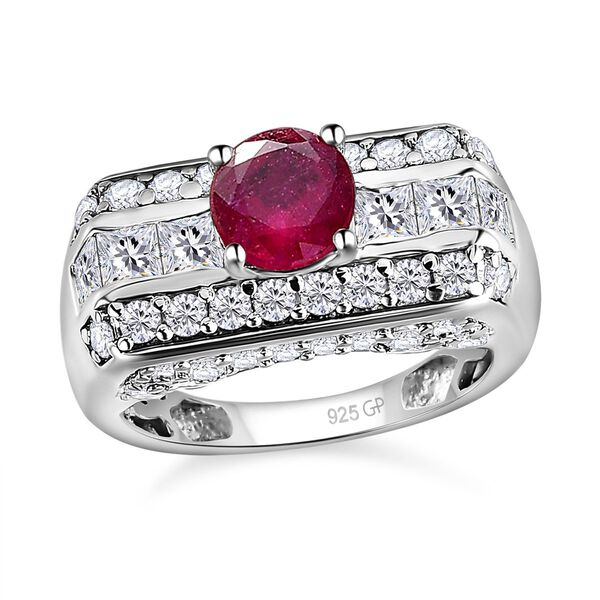 GP Art Déco Kollektion - afrikanischer Rubin, Zirkon und Saphir-Ring- 5,18 ct. image number 4