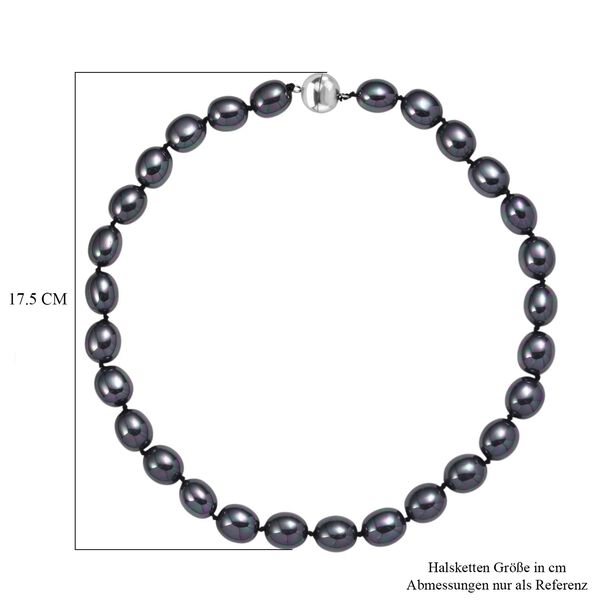 Pfaufarbene Oval Muschelkernperle 50cm Halskette und flexibles Armband image number 6