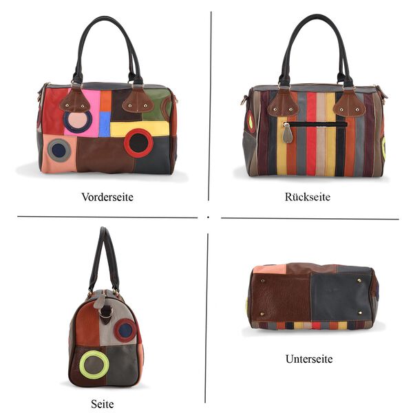 Chaos by Elsie Echtleder Crossbody-Tasche mit RFID-Schutz, 34x19x22cm, mehrfarbiges, matt gepr&auml;gtes Muster image number 4