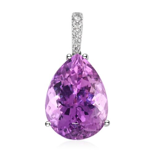 RHAPSODY zertifizierter und geprüfter AAAA Patroke Kunzit und VS Diamant-Anhänger- 13,21 ct. image number 0