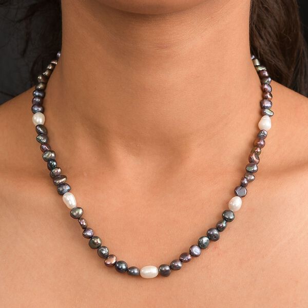 Pfauenfarbene gef&auml;rbte Perle, S&uuml;&szlig;wasser Perle Halskette ca. 45 cm 316L 316 316L Edelstahl image number 2