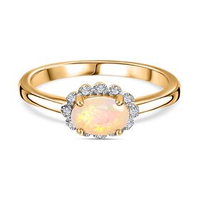 Natürlicher, äthiopischer Opal und Diamant Ring - 0,32 ct.