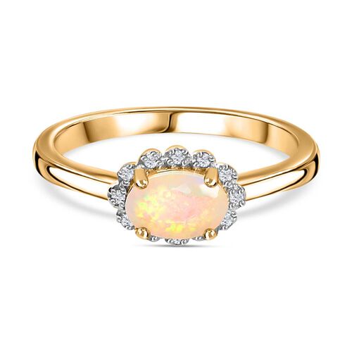 Natürlicher, äthiopischer Opal und Diamant Ring - 0,32 ct. image number 0