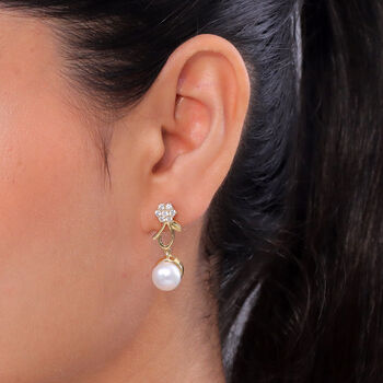 EVER TRUE S&uuml;&szlig;wasser Perle (8.5-9 mm), Wei&szlig;er Zirkon Ohrringe Nickelfreies Messing