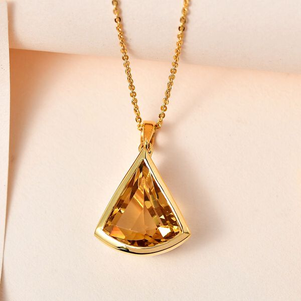 Citrin Anh&auml;nger mit Kette, 925 Silber Gelbgold Vermeil ca. 5.45 ct image number 2