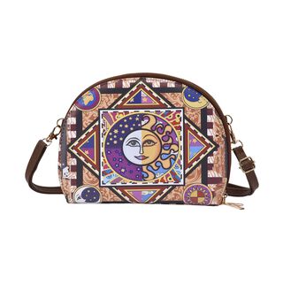 Umhängetasche mit Multi-Fächern und RFID-Schutz, 21x16,5x4,5 cm, Sonne und Mond