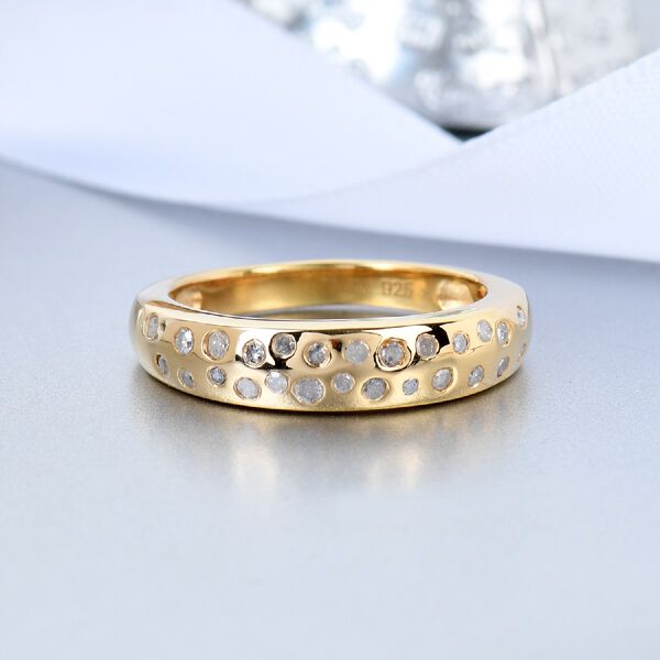 Diamant Band Ring 925 Silber 585 Vergoldet image number 2