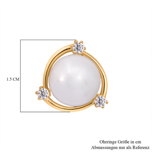 S&uuml;&szlig;wasser Perle (11 mm), Wei&szlig;er Zirkonia Ohrringe 925 Silber vergoldet image number 5