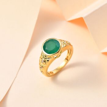 Verde Onyx und Zirkon Ring - 2,94 ct.