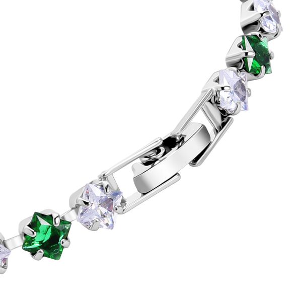 2er Set - Gr&uuml;ner Kristall, Wei&szlig;er Zirkonia Armband ca. 19 cm, Nickelfreies Messing image number 7