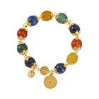 Mehrfarbiger Achat, Weißer Kristall Armband Flexibles Legierung Gelbes Gold