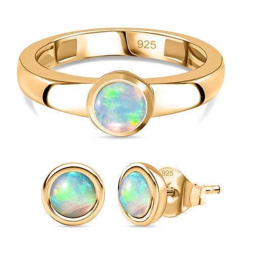 AA äthiopisches Welo Opal-Schmuckset, 925 Silber mit Gelbgold Vermeil - 1,02 ct. image number 0