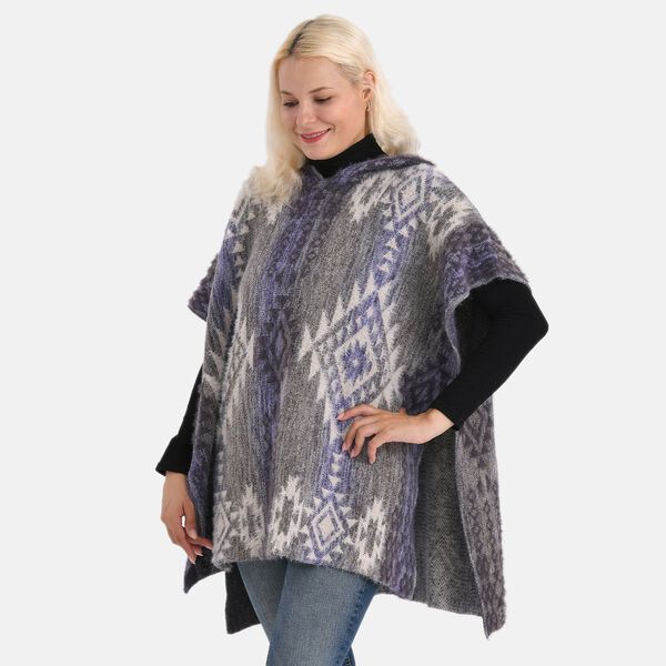 La Marey signature Printed pattern with hoodie ponchos image number 4