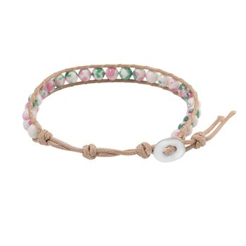 Flexibles mehrfarbiges Regenblumen-Yuhua-Quarzit Armband - 35 ct.