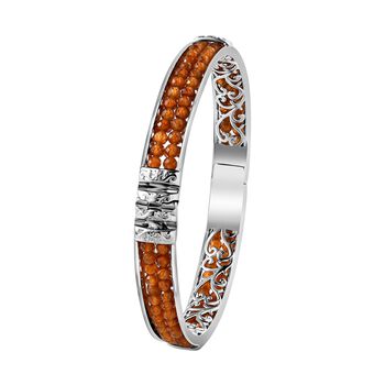 Hessonit Granat Armreif ca. 19 cm Reines Messing ca. 22,00 ct.