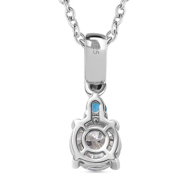 Moissanit, Neon Apatit Anhänger mit Kette, 925 Silber rhodiniert ca. 1.08 ct image number 5