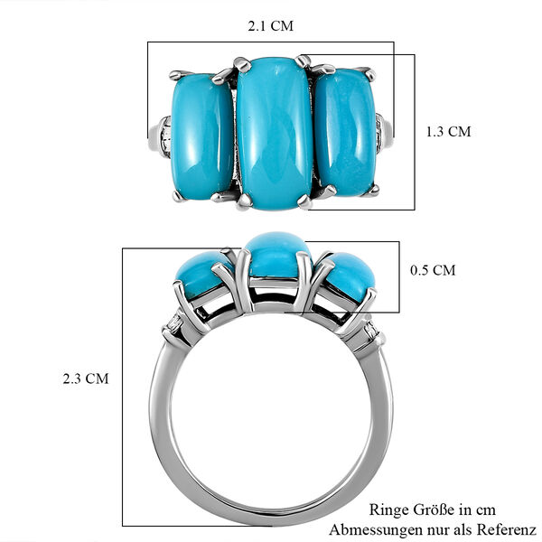 Amerikanischer, Nat&uuml;rlicher Sleeping Beauty T&uuml;rkis und Diamant-Ring, 925 Silber platiniert  ca. 3,68 ct image number 7