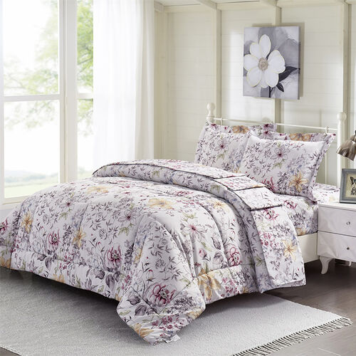 SERENITY NIGHT: 2er-Set, Bettdecke mit Kissenbezug, allergiefreundlich, Blumenmuster, Queensize image number 0