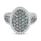 Alexandrit und Zirkon-Ring, 925 Silber platiniert (Größe 19.00) ca. 1.91 ct