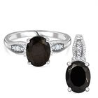 2er Set - D'Joy Elite Shungit (Oval) Ring und Anhänger, 925 Silber platiniert (Größe 17.00) ca. 1.82 ct