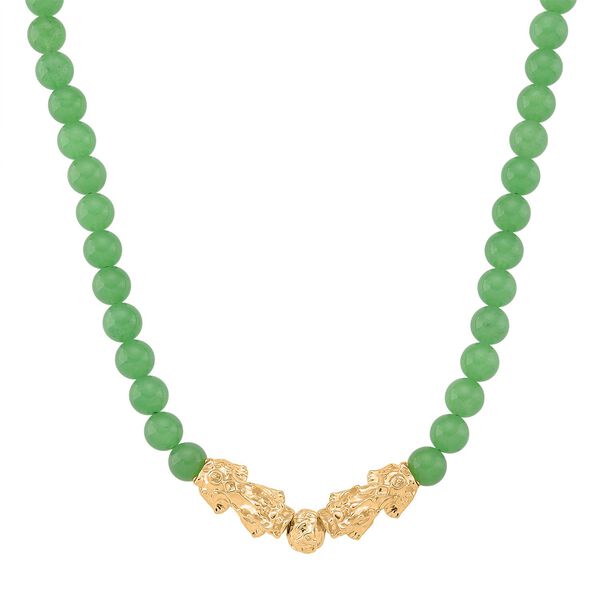 Gr&uuml;ner Aventurin Halskette, ca. 45 cm+3.75 cm Extender, vergoldet ca. 330.00 ct