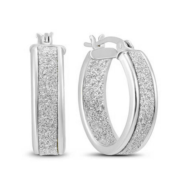 Sternenstaub Creolen, 925 Silber Rhodium &Uuml;berzug