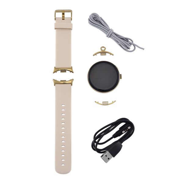 LA99 Smartwatch 3-in-1 Set mit AMOLED Display, Bluetooth-Anrufen, GPS und Gesundheits-Tracking, wasserdicht, CE- und ROHS-zertifiziert, 3,63cm, Gold