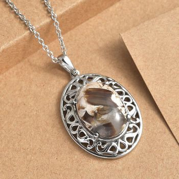 Erdnuss Holz Jaspis Anh&auml;nger mit 50cm Kette - 9,50 ct.