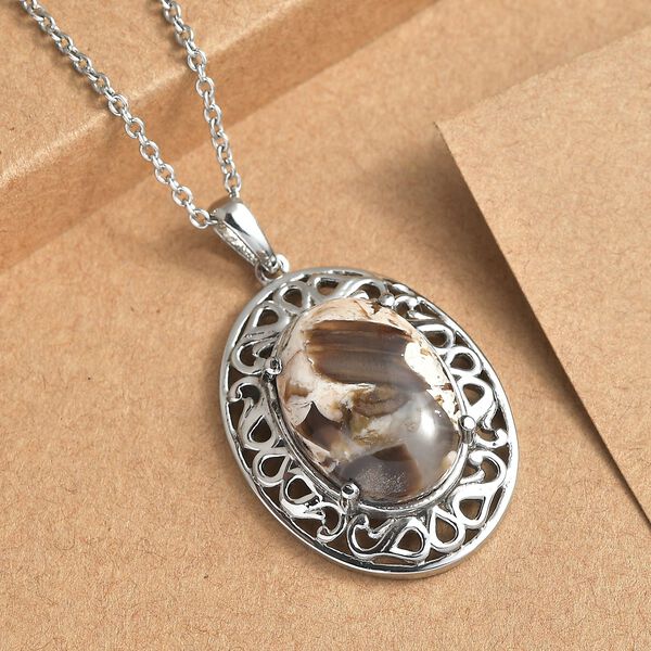 Erdnuss Holz Jaspis Anh&auml;nger mit 50cm Kette - 9,50 ct. image number 1