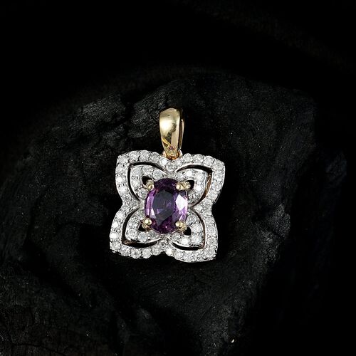 AAA Lila Saphir, Weißer Diamant Anhänger 417 Gold ca. 1,41 ct. image number 1